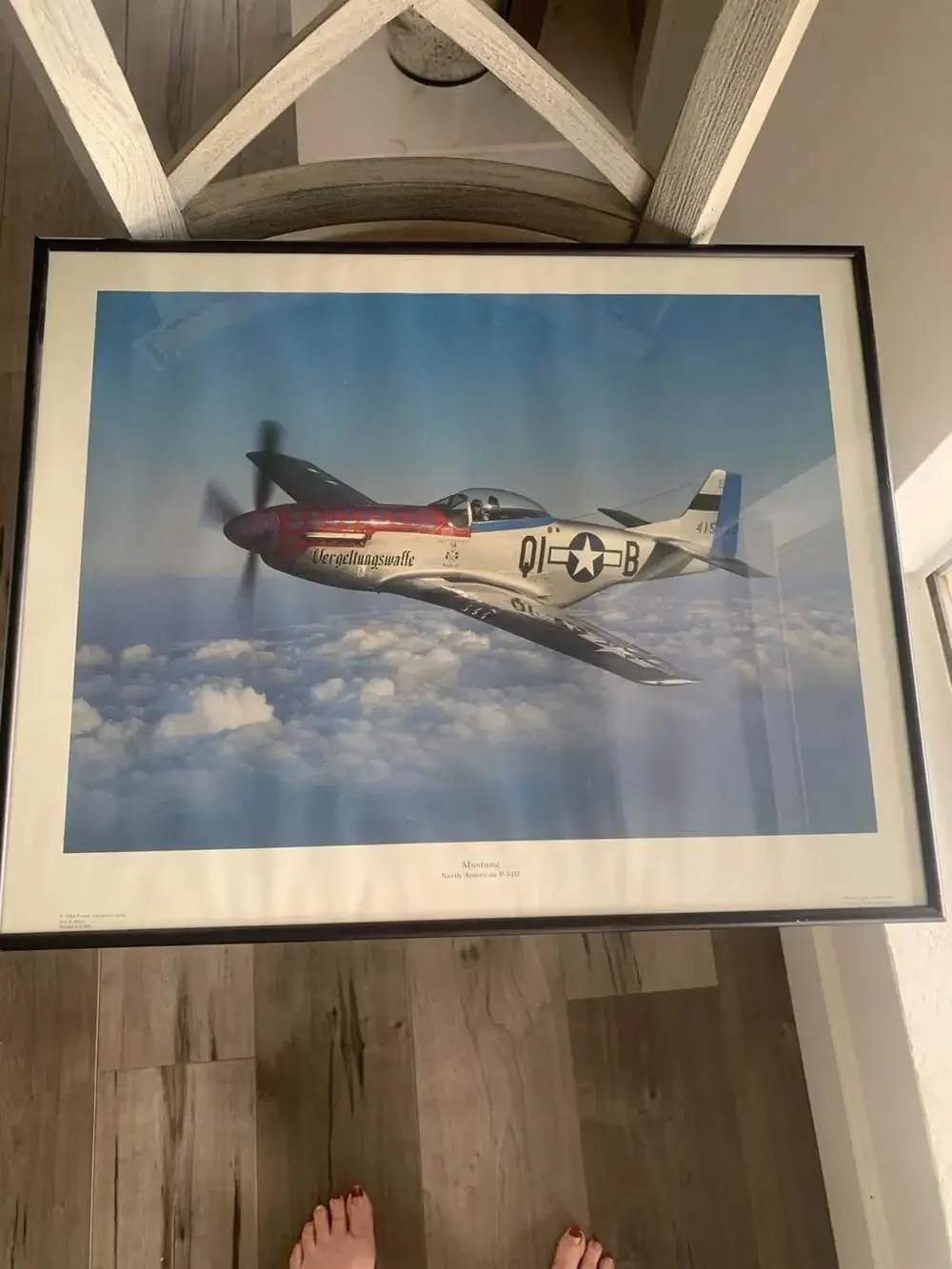 Vintage North American P-51D Mustang Vergeltungswaffe Framed Aircraft Aviation P